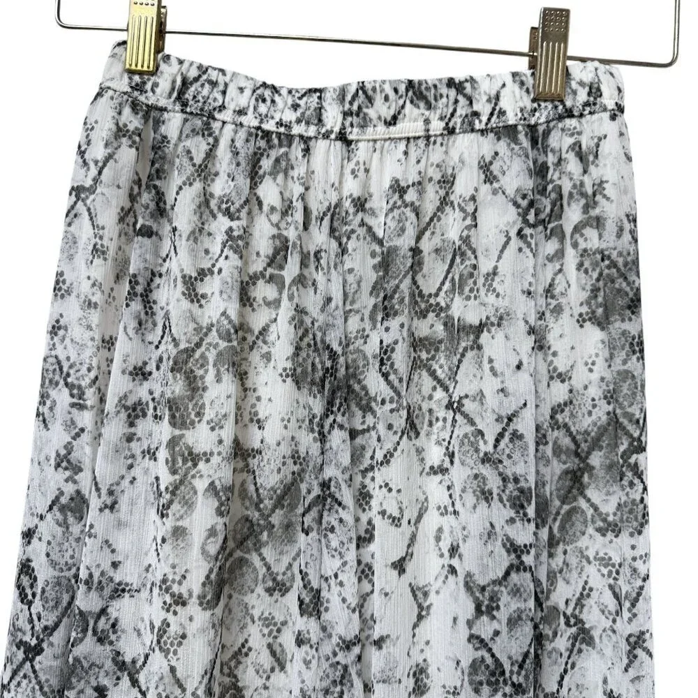 Abercrombie & Fitch Maxi Skirt Small Gray Snakeprint Chiffon Elastic Waist Flowy